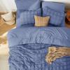imageBedsure Bed in a Bag Queen  7 Pieces Plaid Seersucker Bedding Comforter Sets Soft Lightweight White Boho Bed Set with Comforters Queen Size Sheets Pillowcases ampamp Shams08  Blue