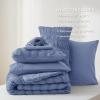 imageBedsure Bed in a Bag Queen  7 Pieces Plaid Seersucker Bedding Comforter Sets Soft Lightweight White Boho Bed Set with Comforters Queen Size Sheets Pillowcases ampamp Shams08  Blue