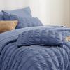 imageBedsure Bed in a Bag Queen  7 Pieces Plaid Seersucker Bedding Comforter Sets Soft Lightweight White Boho Bed Set with Comforters Queen Size Sheets Pillowcases ampamp Shams08  Blue