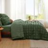 imageBedsure Bed in a Bag Queen  7 Pieces Plaid Seersucker Bedding Comforter Sets Soft Lightweight White Boho Bed Set with Comforters Queen Size Sheets Pillowcases ampamp Shams06  Olive Green