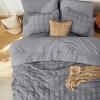 imageBedsure Bed in a Bag Queen  7 Pieces Plaid Seersucker Bedding Comforter Sets Soft Lightweight White Boho Bed Set with Comforters Queen Size Sheets Pillowcases ampamp Shams05  Gery