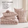 imageBedsure Bed in a Bag Queen  7 Pieces Plaid Seersucker Bedding Comforter Sets Soft Lightweight White Boho Bed Set with Comforters Queen Size Sheets Pillowcases ampamp Shams01  Dusty Rose