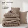imageBedsure Bed in a Bag Queen  7 Pieces Plaid Seersucker Bedding Comforter Sets Soft Lightweight White Boho Bed Set with Comforters Queen Size Sheets Pillowcases ampamp Shams02  Brown