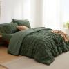 imageBedsure Bed in a Bag Queen  7 Pieces Plaid Seersucker Bedding Comforter Sets Soft Lightweight White Boho Bed Set with Comforters Queen Size Sheets Pillowcases ampamp Shams06  Olive Green