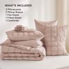 imageBedsure Bed in a Bag Queen  7 Pieces Plaid Seersucker Bedding Comforter Sets Soft Lightweight White Boho Bed Set with Comforters Queen Size Sheets Pillowcases ampamp Shams01  Dusty Rose