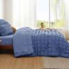 imageBedsure Bed in a Bag Queen  7 Pieces Plaid Seersucker Bedding Comforter Sets Soft Lightweight White Boho Bed Set with Comforters Queen Size Sheets Pillowcases ampamp Shams08  Blue