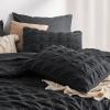 imageBedsure Bed in a Bag Queen  7 Pieces Plaid Seersucker Bedding Comforter Sets Soft Lightweight White Boho Bed Set with Comforters Queen Size Sheets Pillowcases ampamp Shams07  Black