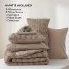 imageBedsure Bed in a Bag Queen  7 Pieces Plaid Seersucker Bedding Comforter Sets Soft Lightweight White Boho Bed Set with Comforters Queen Size Sheets Pillowcases ampamp Shams02  Brown