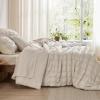 imageBedsure Bed in a Bag Queen  7 Pieces Plaid Seersucker Bedding Comforter Sets Soft Lightweight White Boho Bed Set with Comforters Queen Size Sheets Pillowcases ampamp Shams04  Beige