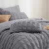 imageBedsure Bed in a Bag Queen  7 Pieces Plaid Seersucker Bedding Comforter Sets Soft Lightweight White Boho Bed Set with Comforters Queen Size Sheets Pillowcases ampamp Shams05  Gery