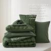 imageBedsure Bed in a Bag Queen  7 Pieces Plaid Seersucker Bedding Comforter Sets Soft Lightweight White Boho Bed Set with Comforters Queen Size Sheets Pillowcases ampamp Shams06  Olive Green