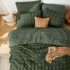 imageBedsure Bed in a Bag Queen  7 Pieces Plaid Seersucker Bedding Comforter Sets Soft Lightweight White Boho Bed Set with Comforters Queen Size Sheets Pillowcases ampamp Shams06  Olive Green