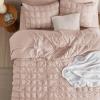 imageBedsure Bed in a Bag Queen  7 Pieces Plaid Seersucker Bedding Comforter Sets Soft Lightweight White Boho Bed Set with Comforters Queen Size Sheets Pillowcases ampamp Shams01  Dusty Rose