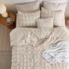 imageBedsure Bed in a Bag Queen  7 Pieces Plaid Seersucker Bedding Comforter Sets Soft Lightweight White Boho Bed Set with Comforters Queen Size Sheets Pillowcases ampamp Shams04  Beige