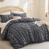 imageBedsure Boho Kids Duvet Cover Queen SizeDuvet InsertComforter not Included  Tufted Duvet Cover Queen for All SeasonsSoft Shabby Chic Boho Bedding Beige 90quot x 90quot10  Dark Grey  Elegant No Comforter