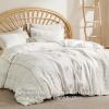 imageBedsure Boho Kids Duvet Cover Queen SizeDuvet InsertComforter not Included  Tufted Duvet Cover Queen for All SeasonsSoft Shabby Chic Boho Bedding Beige 90quot x 90quot17  White  Embroidery No Comforter