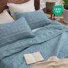 imageBedsure Boho Quilt King Size  Lightweight Bedspread King Size with Geometric Stitched Pattern White Farmhouse Soft Bedding Set Coverlet with 2 Pillow Shams for All Seasons 106x96 inches05  Dusty Blue