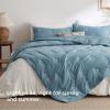imageBedsure Botanical Floral Quilt Queen Size for Modern Farmhouse Decor Luxurious Summer Bedding Set Super Soft Bedspread Queen Size Lightweight Comforter with 2 Pillow Shams Blue 90x96 InchBlue
