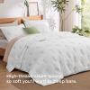 imageBedsure Botanical Floral Quilt Queen Size for Modern Farmhouse Decor Luxurious Summer Bedding Set Super Soft Bedspread Queen Size Lightweight Comforter with 2 Pillow Shams Blue 90x96 InchWhite