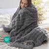 imageBedsure Bubble Sherpa Throw Blanket for Couch  Fuzzy Fleece Thick Warm Blanket for Winter GentleSoft Cozy Plush Throw Gift for Women Room Decor White 50x60 Inches03  Grey