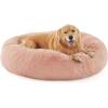 imageBedsure Calming Cat Beds for Indoor Cats  Small Cat Bed Washable 20 inches AntiSlip Round Fluffy Plush Faux Fur Pet Bed Fits up to 15 lbs Pets Aqua BluePink
