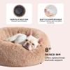 imageBedsure Calming Cat Beds for Indoor Cats  Small Cat Bed Washable 20 inches AntiSlip Round Fluffy Plush Faux Fur Pet Bed Fits up to 15 lbs Pets Aqua BlueCamel