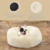 imageBedsure Calming Cat Beds for Indoor Cats  Small Cat Bed Washable 20 inches AntiSlip Round Fluffy Plush Faux Fur Pet Bed Fits up to 15 lbs Pets Aqua BlueIvory Beige