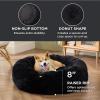 imageBedsure Calming Cat Beds for Indoor Cats  Small Cat Bed Washable 20 inches AntiSlip Round Fluffy Plush Faux Fur Pet Bed Fits up to 15 lbs Pets Aqua BlueBlack