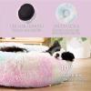 imageBedsure Calming Cat Beds for Indoor Cats  Small Cat Bed Washable 20 inches AntiSlip Round Fluffy Plush Faux Fur Pet Bed Fits up to 15 lbs Pets Aqua BlueMulti Color