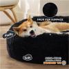 imageBedsure Calming Cat Beds for Indoor Cats  Small Cat Bed Washable 20 inches AntiSlip Round Fluffy Plush Faux Fur Pet Bed Fits up to 15 lbs Pets Aqua BlueBlack