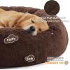 imageBedsure Calming Cat Beds for Indoor Cats  Small Cat Bed Washable 20 inches AntiSlip Round Fluffy Plush Faux Fur Pet Bed Fits up to 15 lbs Pets Aqua BlueCoffee