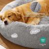 imageBedsure Calming Cat Beds for Indoor Cats  Small Cat Bed Washable 20 inches AntiSlip Round Fluffy Plush Faux Fur Pet Bed Fits up to 15 lbs Pets Aqua BluePale Grey