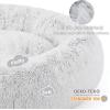 imageBedsure Calming Cat Beds for Indoor Cats  Small Cat Bed Washable 20 inches AntiSlip Round Fluffy Plush Faux Fur Pet Bed Fits up to 15 lbs Pets Aqua BlueFrost Grey