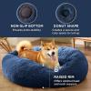 imageBedsure Calming Cat Beds for Indoor Cats  Small Cat Bed Washable 20 inches AntiSlip Round Fluffy Plush Faux Fur Pet Bed Fits up to 15 lbs Pets Aqua BlueNavy