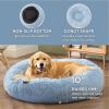 imageBedsure Calming Cat Beds for Indoor Cats  Small Cat Bed Washable 20 inches AntiSlip Round Fluffy Plush Faux Fur Pet Bed Fits up to 15 lbs Pets Aqua BlueLight Blue