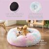 imageBedsure Calming Cat Beds for Indoor Cats  Small Cat Bed Washable 20 inches AntiSlip Round Fluffy Plush Faux Fur Pet Bed Fits up to 15 lbs Pets Aqua BlueMulti Color