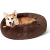 imageBedsure Calming Cat Beds for Indoor Cats  Small Cat Bed Washable 20 inches AntiSlip Round Fluffy Plush Faux Fur Pet Bed Fits up to 15 lbs Pets Aqua BlueCoffee