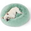 imageBedsure Calming Cat Beds for Indoor Cats  Small Cat Bed Washable 20 inches AntiSlip Round Fluffy Plush Faux Fur Pet Bed Fits up to 15 lbs Pets Aqua BlueApple Green