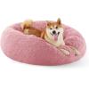 imageBedsure Calming Cat Beds for Indoor Cats  Small Cat Bed Washable 20 inches AntiSlip Round Fluffy Plush Faux Fur Pet Bed Fits up to 15 lbs Pets Aqua BlueMauve Blush