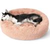 imageBedsure Calming Cat Beds for Indoor Cats  Small Cat Bed Washable 20 inches AntiSlip Round Fluffy Plush Faux Fur Pet Bed Fits up to 15 lbs Pets Aqua BluePink