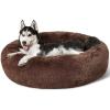 imageBedsure Calming Cat Beds for Indoor Cats  Small Cat Bed Washable 20 inches AntiSlip Round Fluffy Plush Faux Fur Pet Bed Fits up to 15 lbs Pets Aqua BlueCoffee