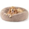 imageBedsure Calming Cat Beds for Indoor Cats  Small Cat Bed Washable 20 inches AntiSlip Round Fluffy Plush Faux Fur Pet Bed Fits up to 15 lbs Pets Aqua BlueCamel