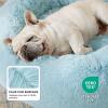 imageBedsure Calming Cat Beds for Indoor Cats  Small Cat Bed Washable 20 inches AntiSlip Round Fluffy Plush Faux Fur Pet Bed Fits up to 15 lbs Pets Aqua BlueAqua Blue