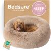 imageBedsure Calming Cat Beds for Indoor Cats  Small Cat Bed Washable 20 inches AntiSlip Round Fluffy Plush Faux Fur Pet Bed Fits up to 15 lbs Pets Aqua BlueCamel