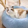imageBedsure Calming Cat Beds for Indoor Cats  Small Cat Bed Washable 20 inches AntiSlip Round Fluffy Plush Faux Fur Pet Bed Fits up to 15 lbs Pets Aqua BlueLight Blue