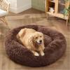 imageBedsure Calming Cat Beds for Indoor Cats  Small Cat Bed Washable 20 inches AntiSlip Round Fluffy Plush Faux Fur Pet Bed Fits up to 15 lbs Pets Aqua BlueCoffee