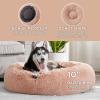 imageBedsure Calming Cat Beds for Indoor Cats  Small Cat Bed Washable 20 inches AntiSlip Round Fluffy Plush Faux Fur Pet Bed Fits up to 15 lbs Pets Aqua BluePink