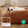 imageBedsure Calming Cat Beds for Indoor Cats  Small Cat Bed Washable 20 inches AntiSlip Round Fluffy Plush Faux Fur Pet Bed Fits up to 15 lbs Pets Aqua BlueCopper