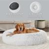 imageBedsure Calming Cat Beds for Indoor Cats  Small Cat Bed Washable 20 inches AntiSlip Round Fluffy Plush Faux Fur Pet Bed Fits up to 15 lbs Pets Aqua BlueFrost Grey