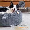 imageBedsure Calming Cat Beds for Indoor Cats  Small Cat Bed Washable 20 inches AntiSlip Round Fluffy Plush Faux Fur Pet Bed Fits up to 15 lbs Pets Aqua BlueDark Grey